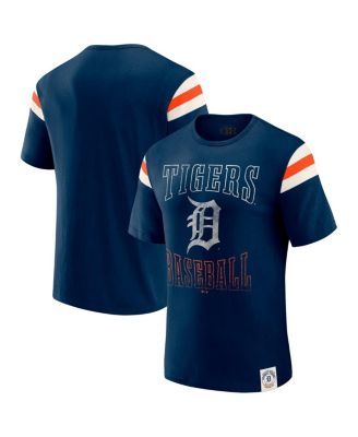 Darius Rucker Collection By Men's Navy Detroit Tigers Distressed Sleeve Stripe T-Shirt