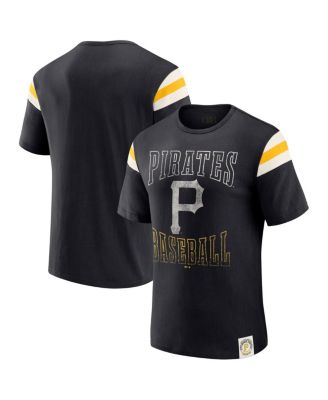 Darius Rucker Collection By Men's Black Pittsburgh Pirates Distressed Sleeve Stripe T-Shirt