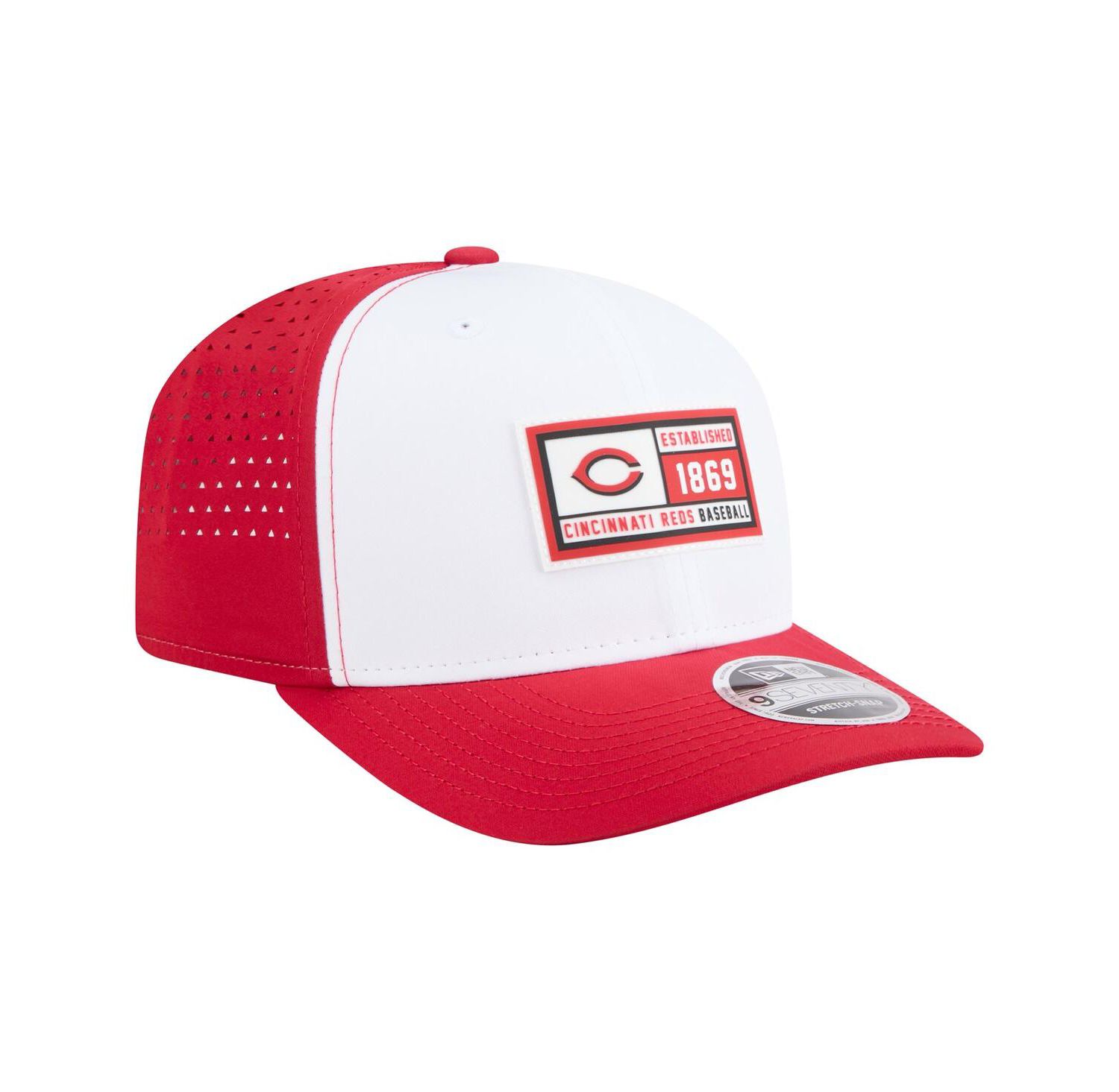 Men's White/Red Cincinnati Reds Established Patch 9SEVENTY Adjustable Hat