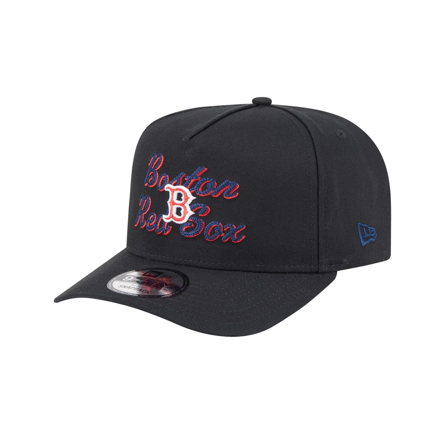 Men's Black Boston Red Sox Chainstitch 9FIFTY A-Frame Snapback Hat