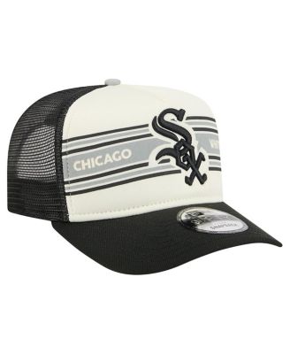 Men's Cream/Black Chicago White Sox Banner A-Frame 9FIFTY Trucker Snapback Hat