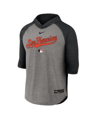 Men's Black San Francisco Giants Authentic Collection Flux Dri-FIT Raglan 3/4-Sleeve Hooded T-Shirt