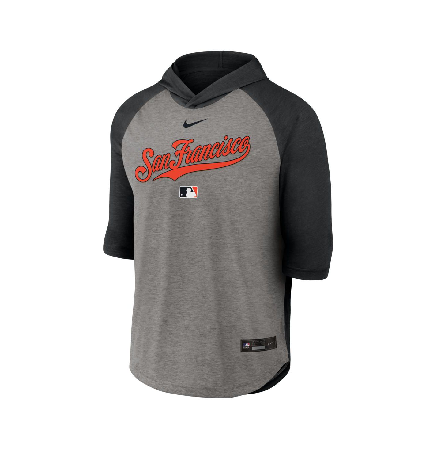 Мужская футболка Nike Black San Francisco Giants Authentic Collection Flux Dri-FIT Raglan 3/4-Sleeve Hooded — фото 2