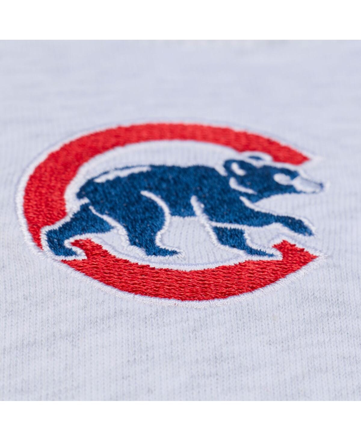 Mitchell & Ness Women's Heather Gray Chicago Cubs Script Cropped Boxy T-Shirt