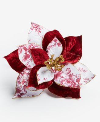 Holiday Toile Flower Clip