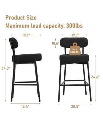 Bar Stools Set of 3, 24" Modern Counter Height Bar Stools