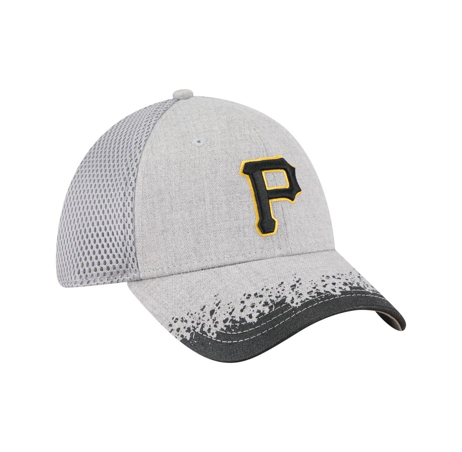 Men's Gray Pittsburgh Pirates Visor Paint Splatter 39THIRTY Flex Hat