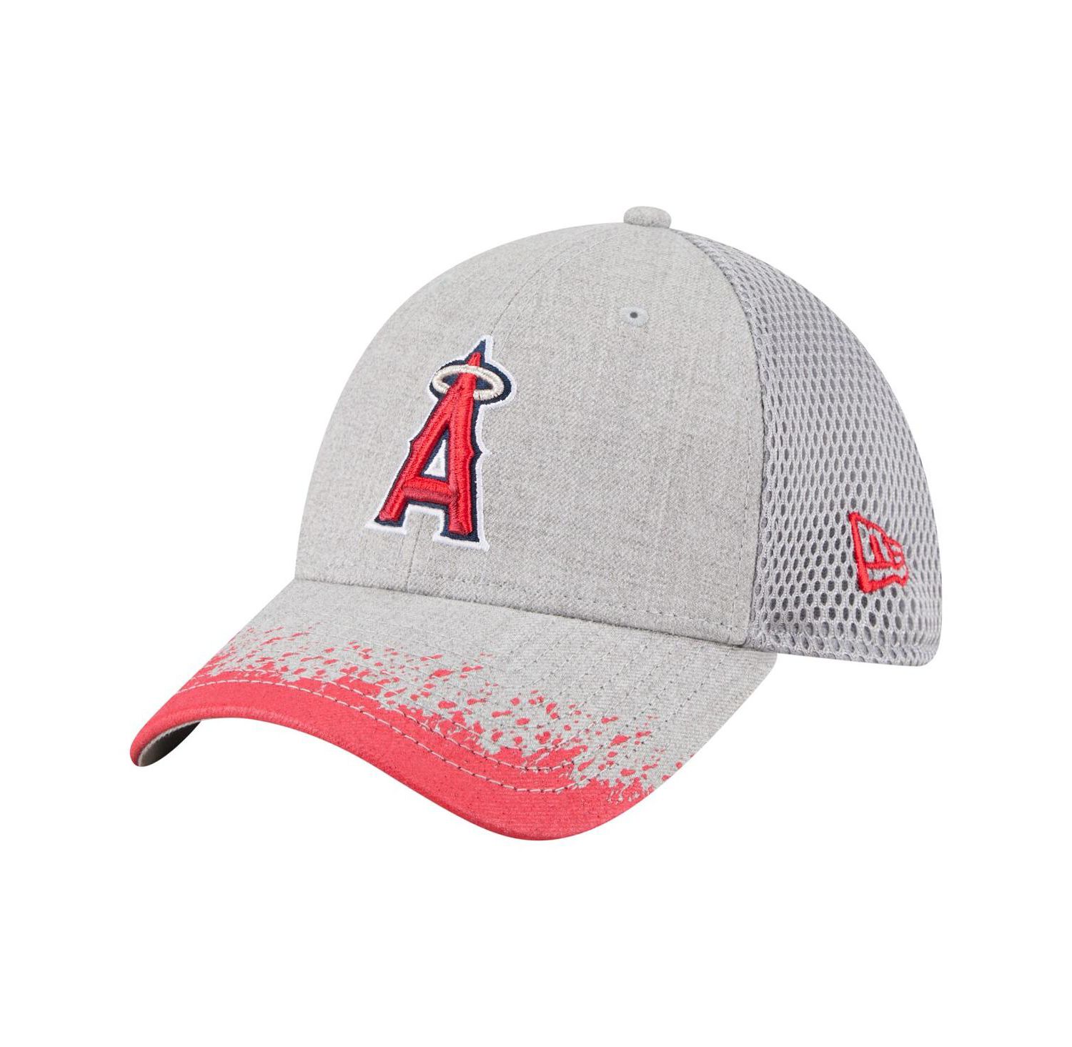 Men's Gray Los Angeles Angels Visor Paint Splatter 39THIRTY Flex Hat