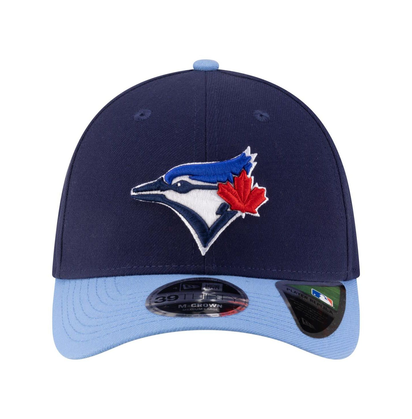 Мужская кепка New Era Navy Toronto Blue Jays Alternate Player Replica 39THIRTY M-Crown Flex Hat — фото 2