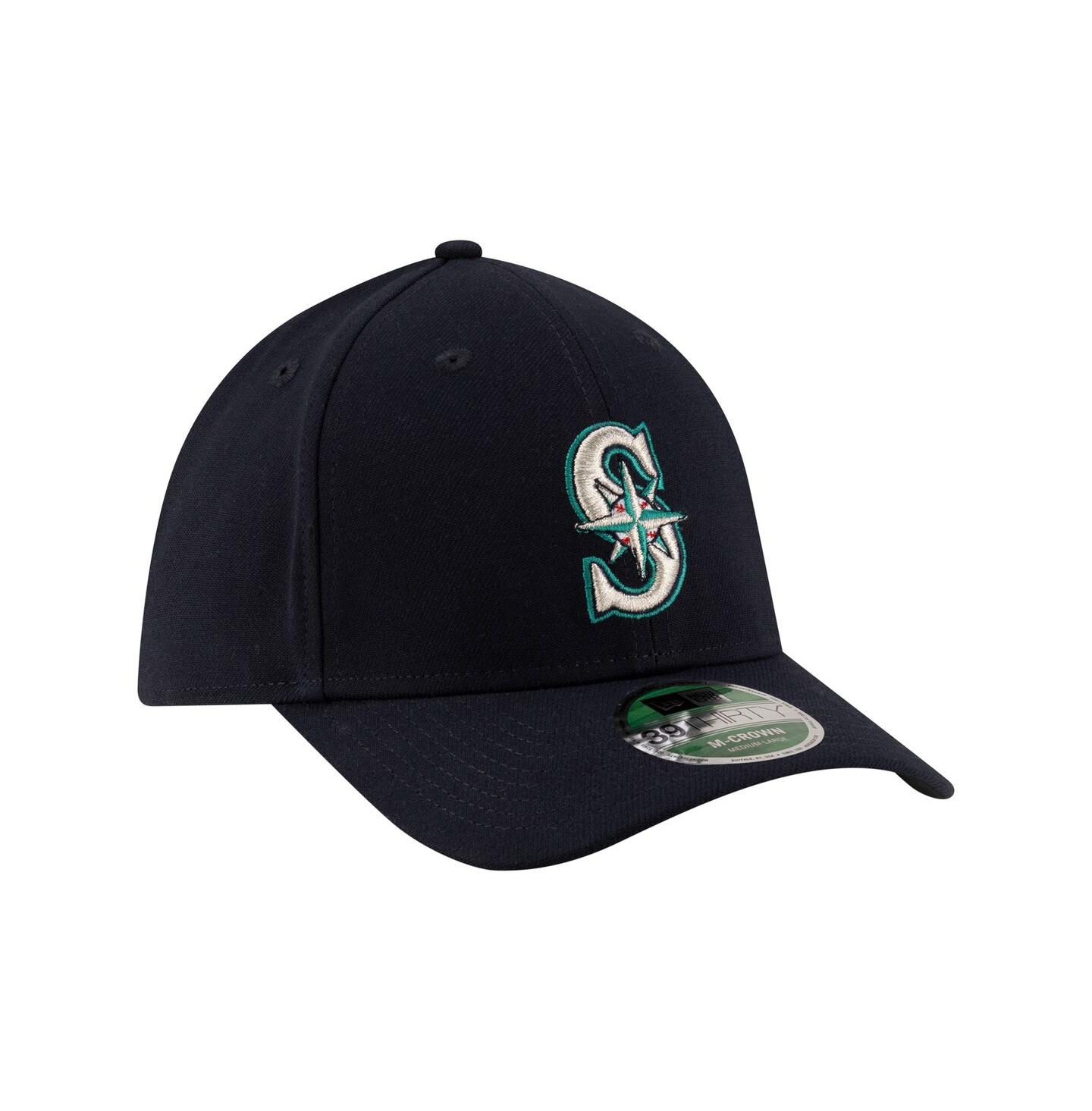 Мужская кепка New Era Navy Seattle Mariners Player Replica 39THIRTY M-Crown Flex Hat — фото 3