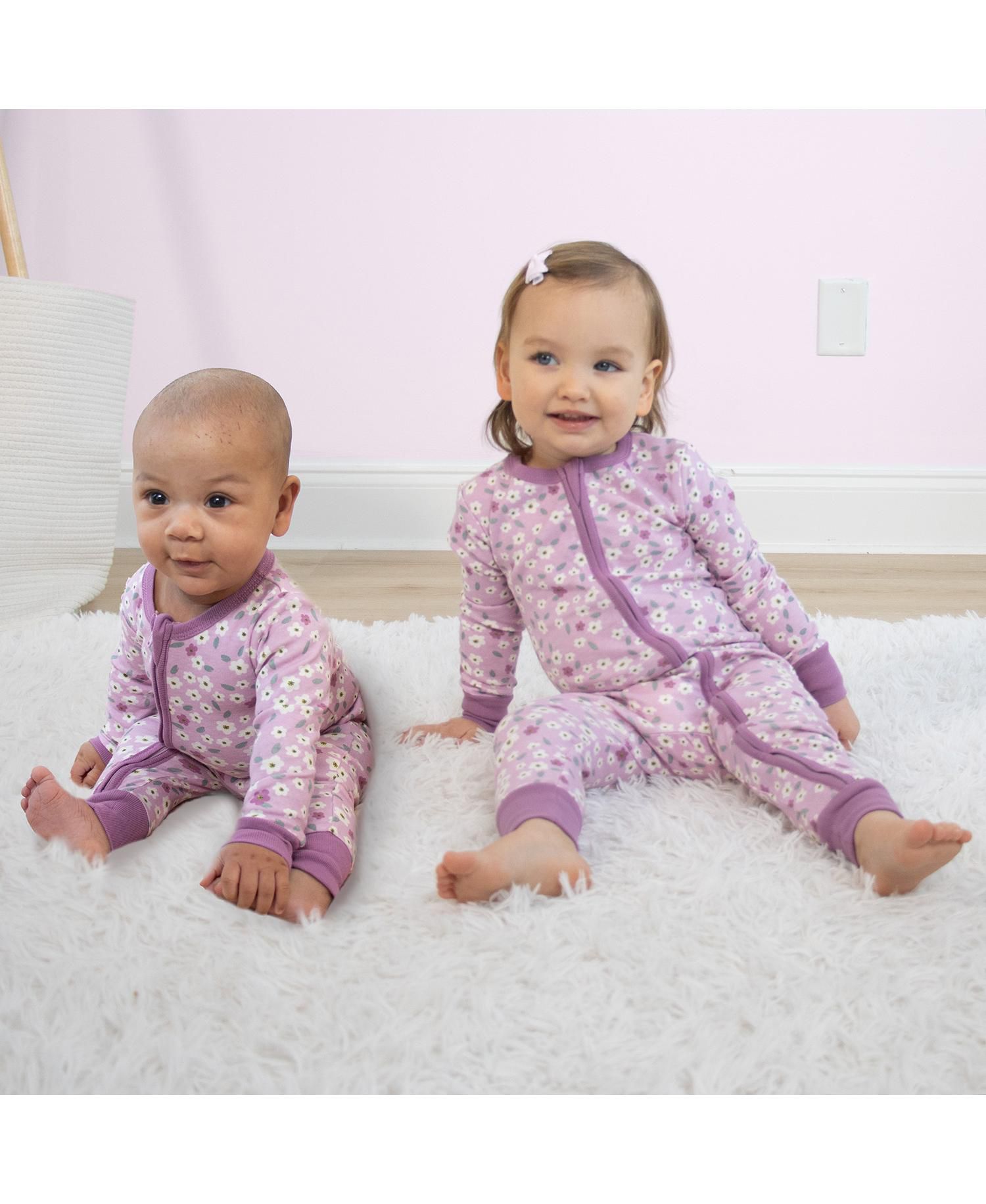 Toddler Girls Blissful Florals Cotton Footless Pajamas for Girls, 2 Pack