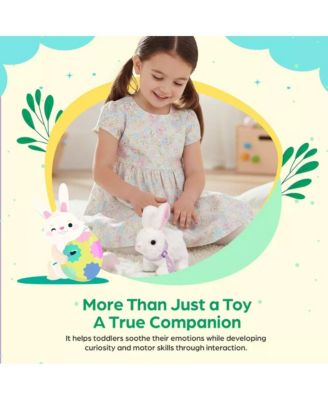 Interactive Easter Plush Bunny with Carrot Cabbage & Spinner Egg Toys