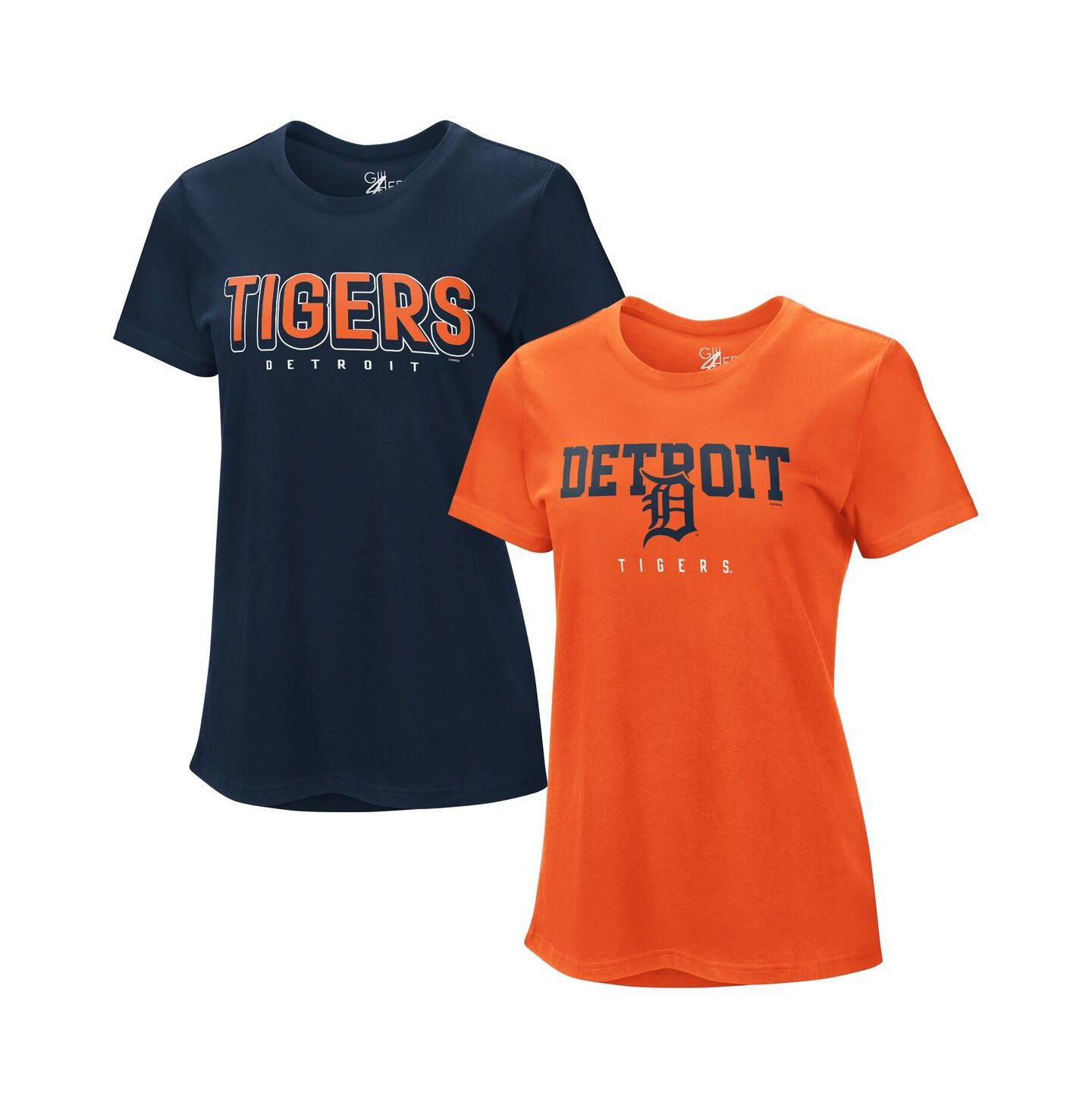 Женские футболки G-III 4Her by Carl Banks Navy/Orange Detroit Tigers Two T-Shirt Combo Pack — фото 1