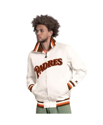 Men's White San Diego Padres The Captain Cooperstown Logo Full-Zip Varsity Jacket