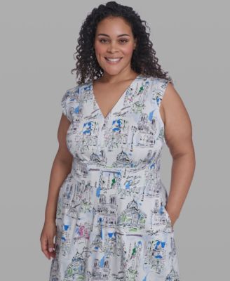 Plus Size Sleeveless V-Neck Midi Dress