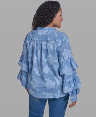 Plus Size Mock Neck Tiered Top