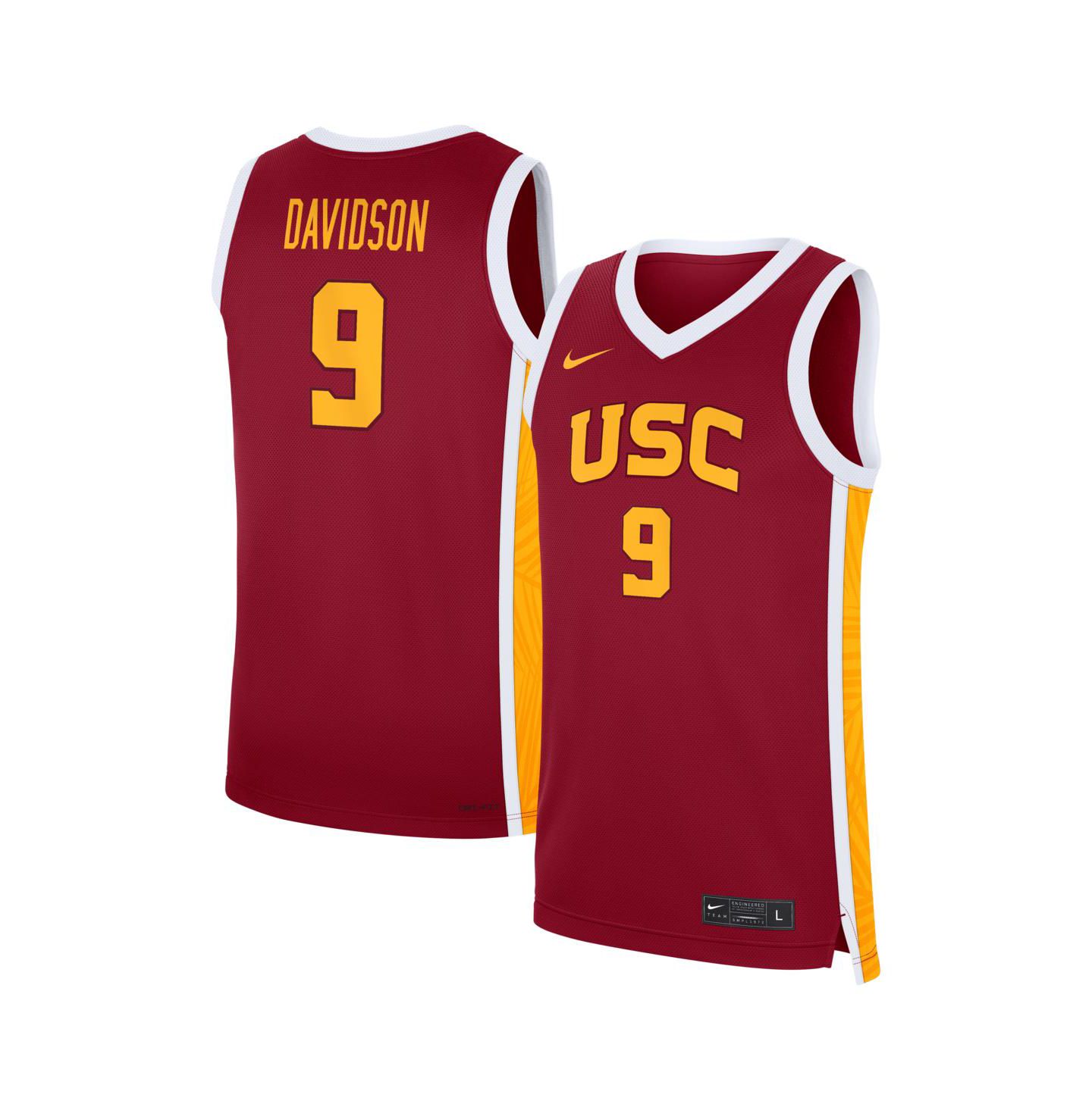 Мужской топ Nike Jazzy Davidson Cardinal USC Trojans Road Replica Basketball Jersey — фото 1