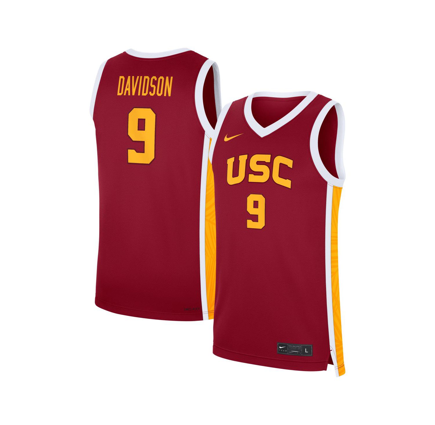 Men's Jazzy Davidson Cardinal USC Trojans Road Replica Basketball Jersey