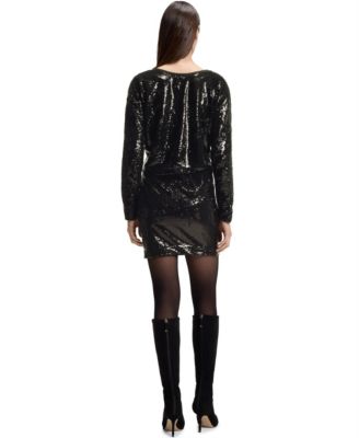 BOSS by Women's Draped-Neckline Sequin Dress