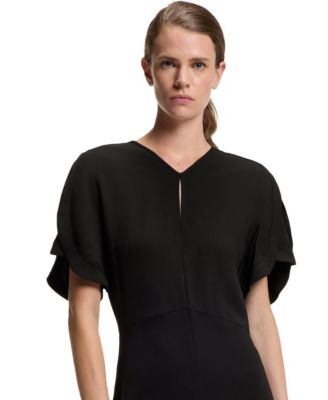 BOSS by Women's Keyhole-Neckline Soft Crepe Dress