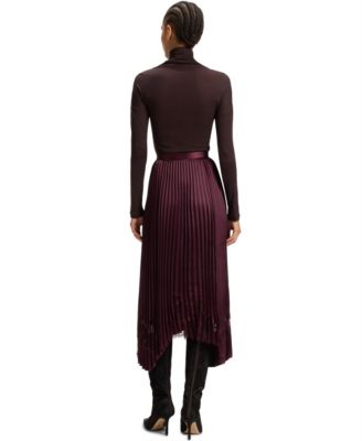BOSS by Women's Satin Pliss&eacute; Pleats Skirt