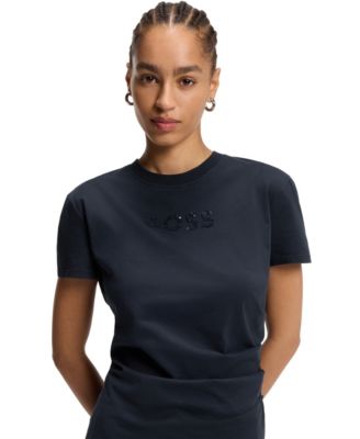 BOSS by Women's Mercerised Cotton Slim-Fit T-Shirt