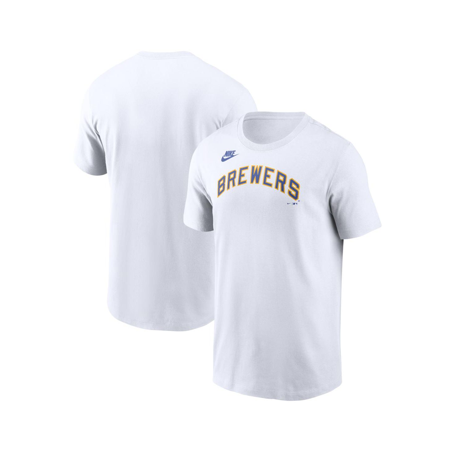 Men's White Milwaukee Brewers Cooperstown Collection Wordmark T-Shirt