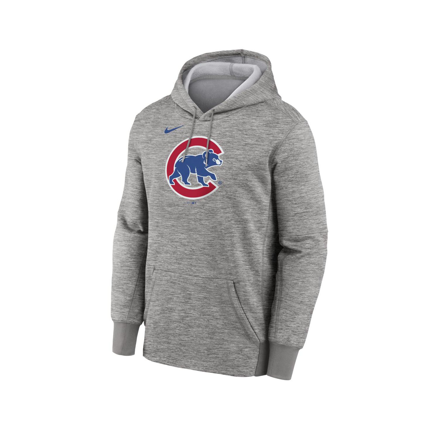 Men's Heather Gray Chicago Cubs Primary Logo Therma Hoodie