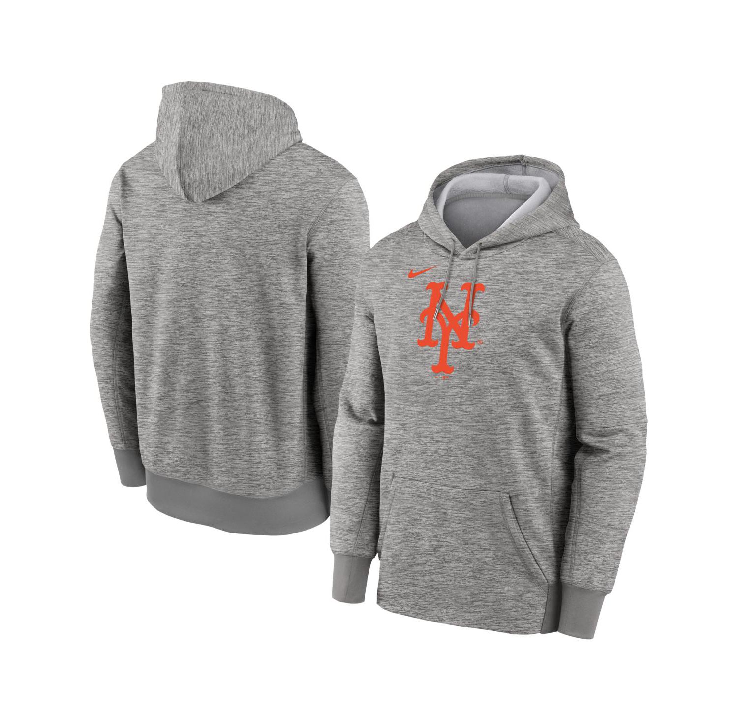 Men's Heather Gray New York Mets Primary Logo Therma Hoodie