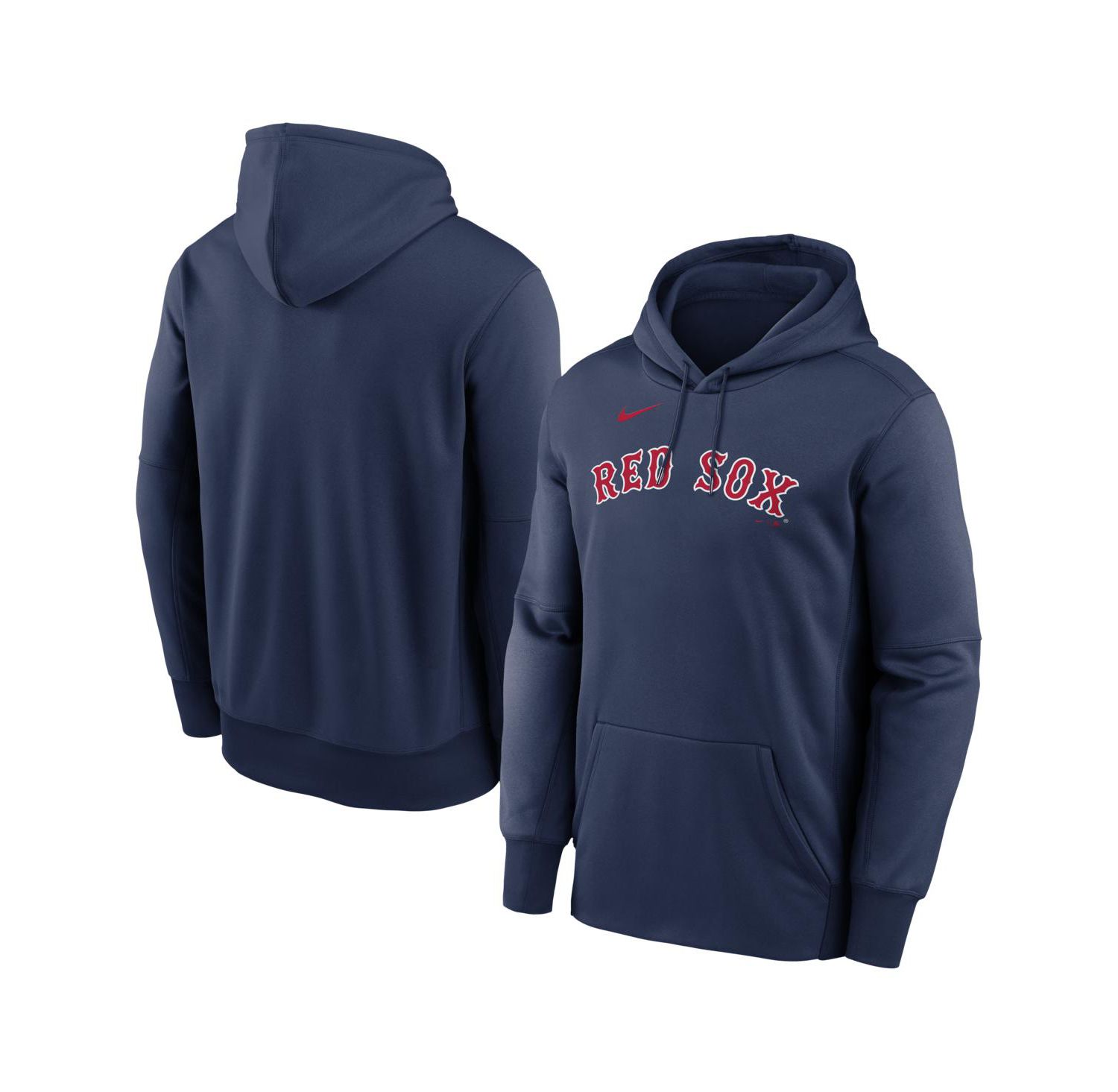 Men's Navy Boston Red Sox Primary Wordmark Therma Hoodie