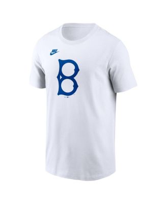 Men's White Brooklyn Dodgers Cooperstown Collection Logo T-Shirt