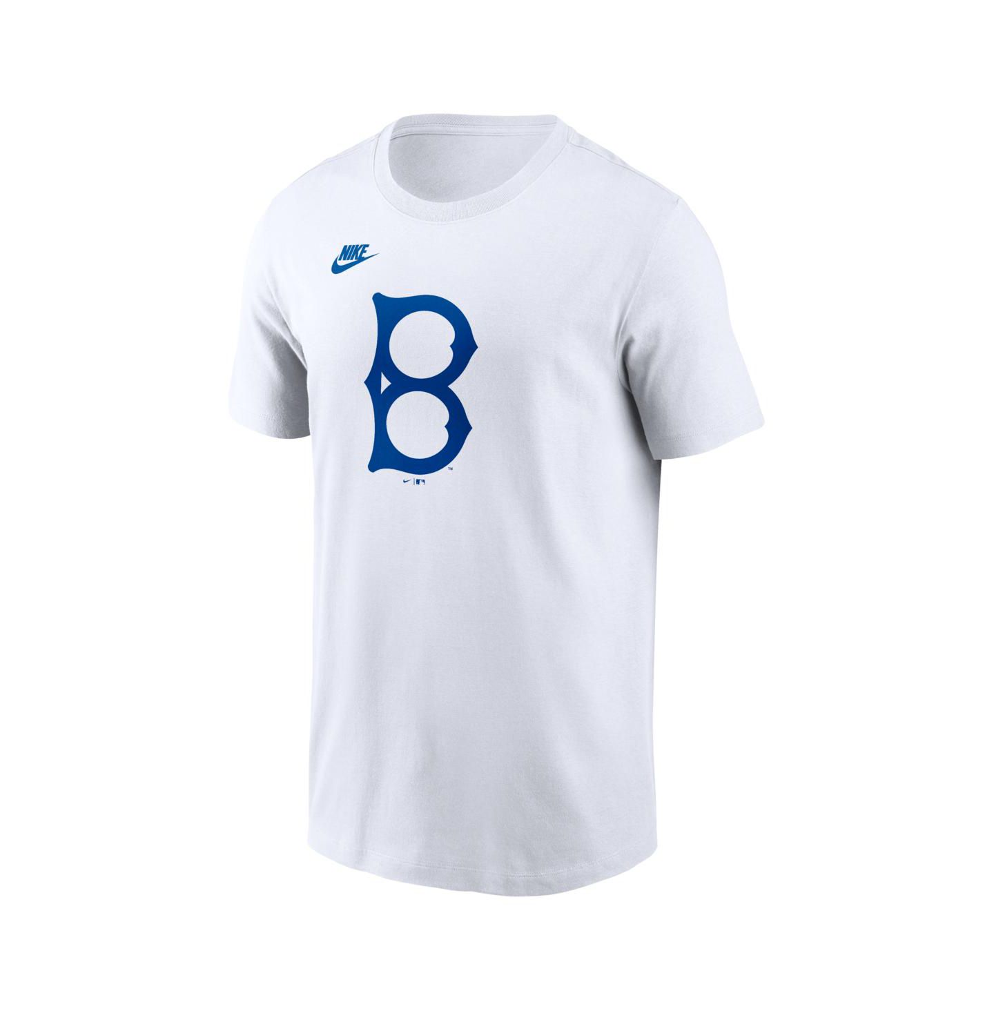 Мужская футболка Nike White Brooklyn Dodgers Cooperstown Collection Logo — фото 2