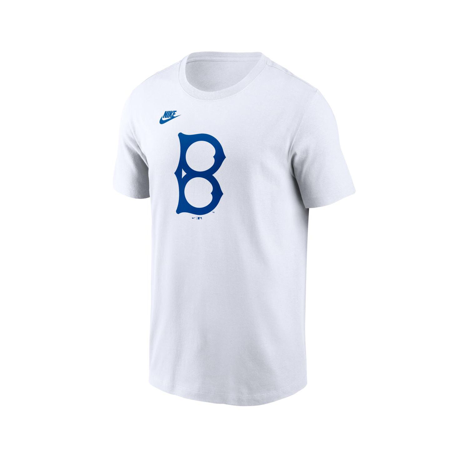 Men's White Brooklyn Dodgers Cooperstown Collection Logo T-Shirt