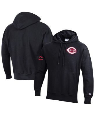 Men's Black Cincinnati Reds Reverse Weave Chenille Hoodie