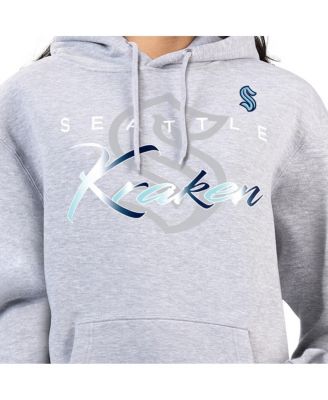 Women's Gray Seattle Kraken Shadow Logo Fleece Hoodie