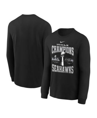 Big Boys and Girls Black Seattle Seahawks Super Bowl LX Champions Locker Room Trophy Collection Long Sleeve T-Shirt