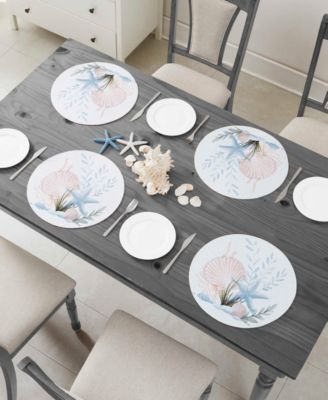 Starfish Woven Braided Round Placemats, Set of 4