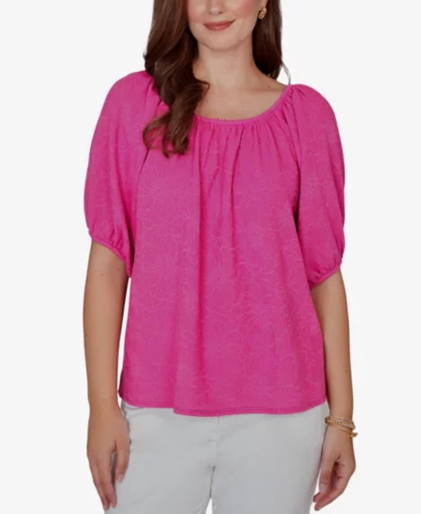 Petite Textured Convertible Knit Top - Fuchsia
