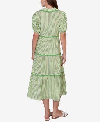 Petite Textured Stripe Tiered Maxi Dress