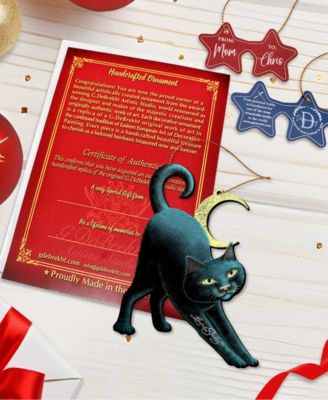 Black Cat Holiday Ornaments, Set of 2