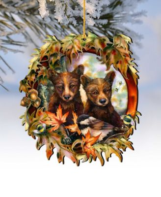 Simple Joys Black Bear Cubs Bees Holiday Ornaments, Set of 2