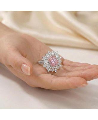 Dazzling White Gold Plated Vibrant Cubic Zirconia Halo Ring