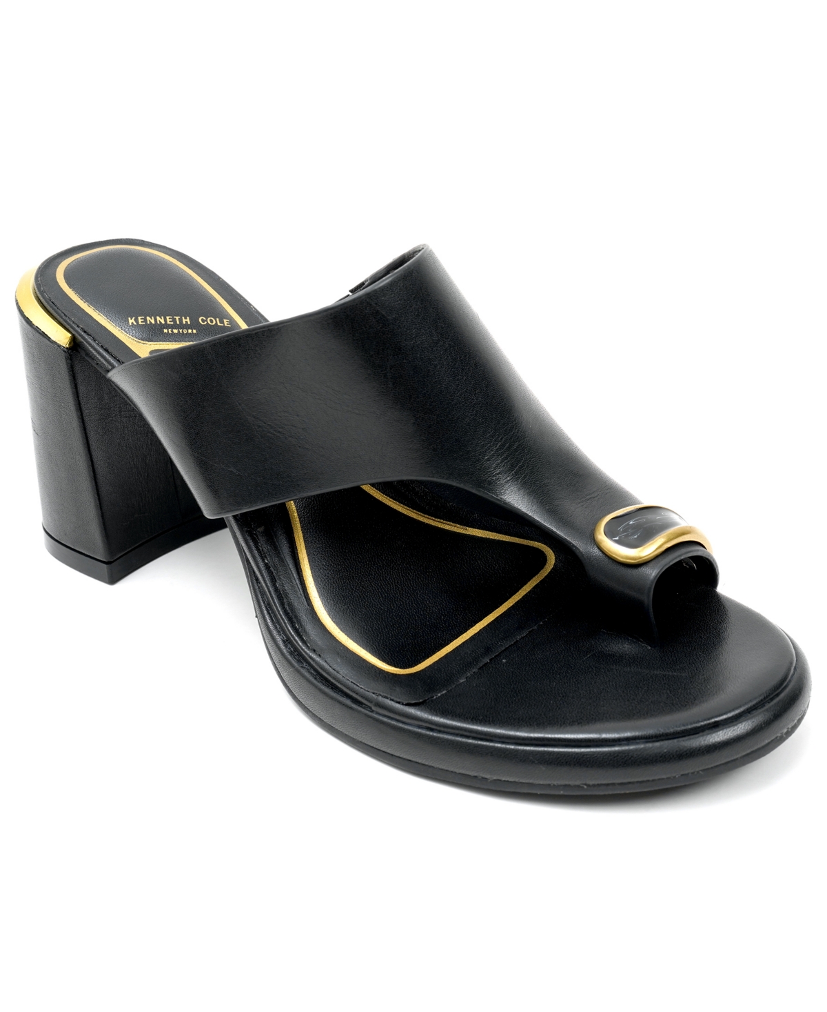 Kenneth Cole New York Women's Syndika Block Heel Dress Sandals - Black Leather
