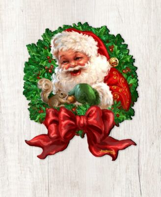 Santa Bow Wreath Christmas Holiday Outdoor Decor Large Ornament