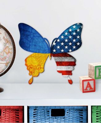 USA Ukraine Patriotic Butterfly Holiday Outdoor Decor Large Ornament