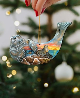 Seal Holiday Ornaments, Set of 2
