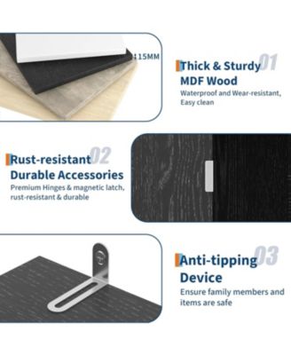 Tall Book Shelf and Bookcase, Wooden Bookcase with Doors, Modern Book Case with Large Storage Cabinet