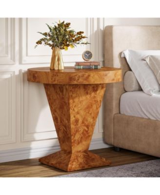 Round Side Table Set of 2, 23.62-Inch Pedestal End Table