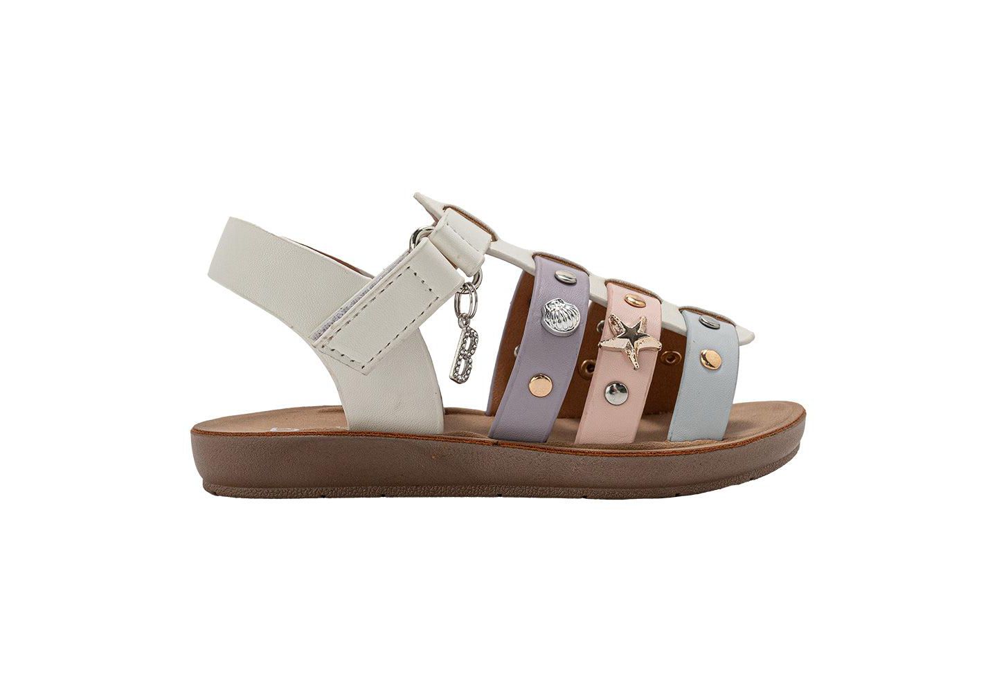Сандалии Bebe Fashion Sandals – Dressy Shoes with Decorative Metal Charms для девочек, цвет: Пастельный разноцветный — фото 2