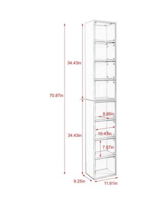 8-Tier Tall Narrow Bookshelf, Slim Storage Cabinet & Display Bookcase with Adjustable Shelves for Living Room, Office